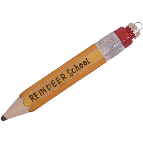 Gelber Zimmermann-Bleistift 15cm, Glasornament, mundgeblasen und handekoriert