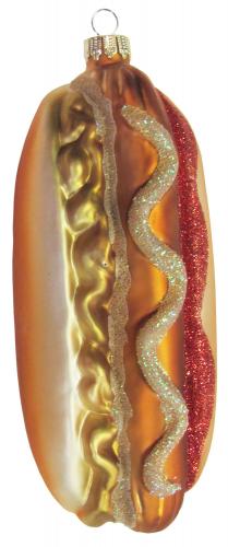 Hot Dog Glasornament 13cm mundgeblasen und handekoriert