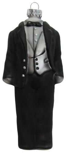 Schwarz 13cm Hochzeitsanzug, Glasornament, mundgeblasen, handdekoriert (1)