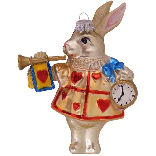 Kaninchen von Alice im Wunderland 14cm, Glasornament, mundgeblasen und handekoriert