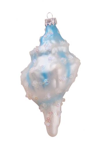 Blaues Wellhornmuschel 12cm, Glasornament, mundgeblasen, handdekoriert (1)