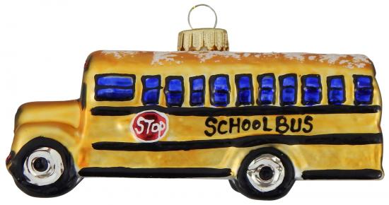 Großer amerikanischer Schulbus 12cm, Glasornament, mundgeblasen und handekoriert