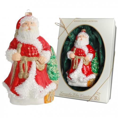 Multicolor 17cm Großer Weihnachtsmann, Glasornament, mundgeblasen, handdekoriert (1)