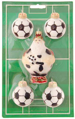 Multicolor, Miniset Fußball-Santa und 4 Fußbälle, mundgeblasen und handdekoriert (5)