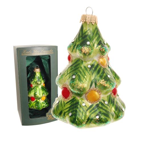 Weihnachtsbaum Porzellan-Look, grün/rot/gold 16cm
