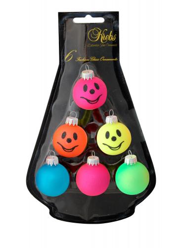 Neonfarbig 4cm Mini Glaskugeln mit Gesicht, handdekoriert (6)