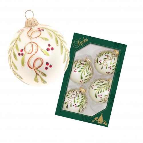 7cm Kugel Ilexdekor, satin creme