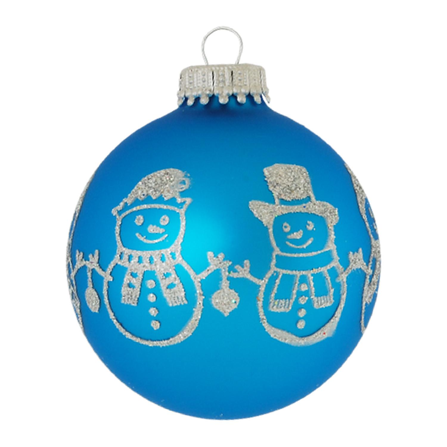Weihnachtskugeln Schneem�nner Blau 7cm