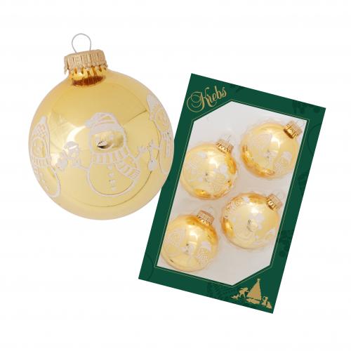 Weihnachtskugeln Lustige Schneemnner Goldfarbig 7cm