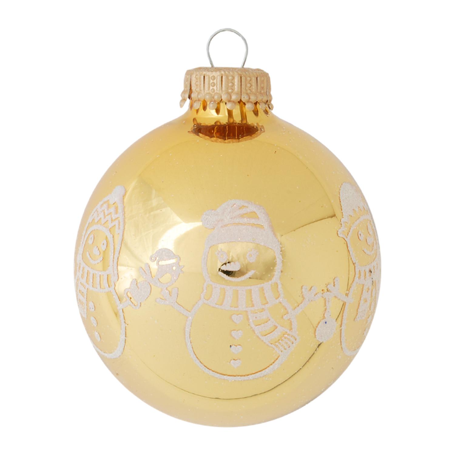 Weihnachtskugeln Lustige Schneem�nner Goldfarbig 7cm