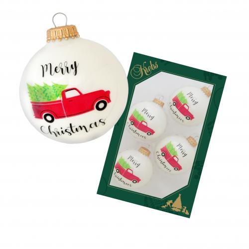 Weihnachtskugeln Pickup mit Baum wei 7cm