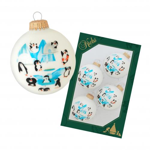 Weihnachtskugeln Pinguine Wei 7cm