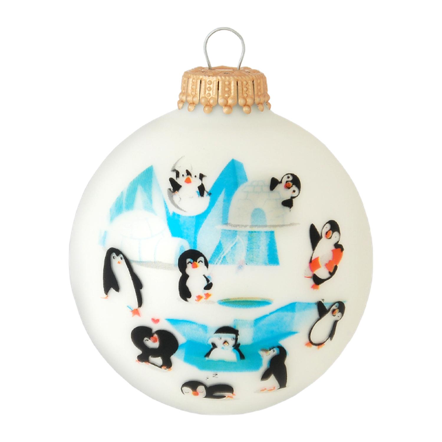 Weihnachtskugeln Pinguine Wei� 7cm