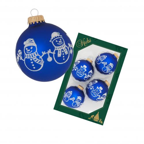 Weihnachtskugeln Lustige Schneemnner Blau 7cm
