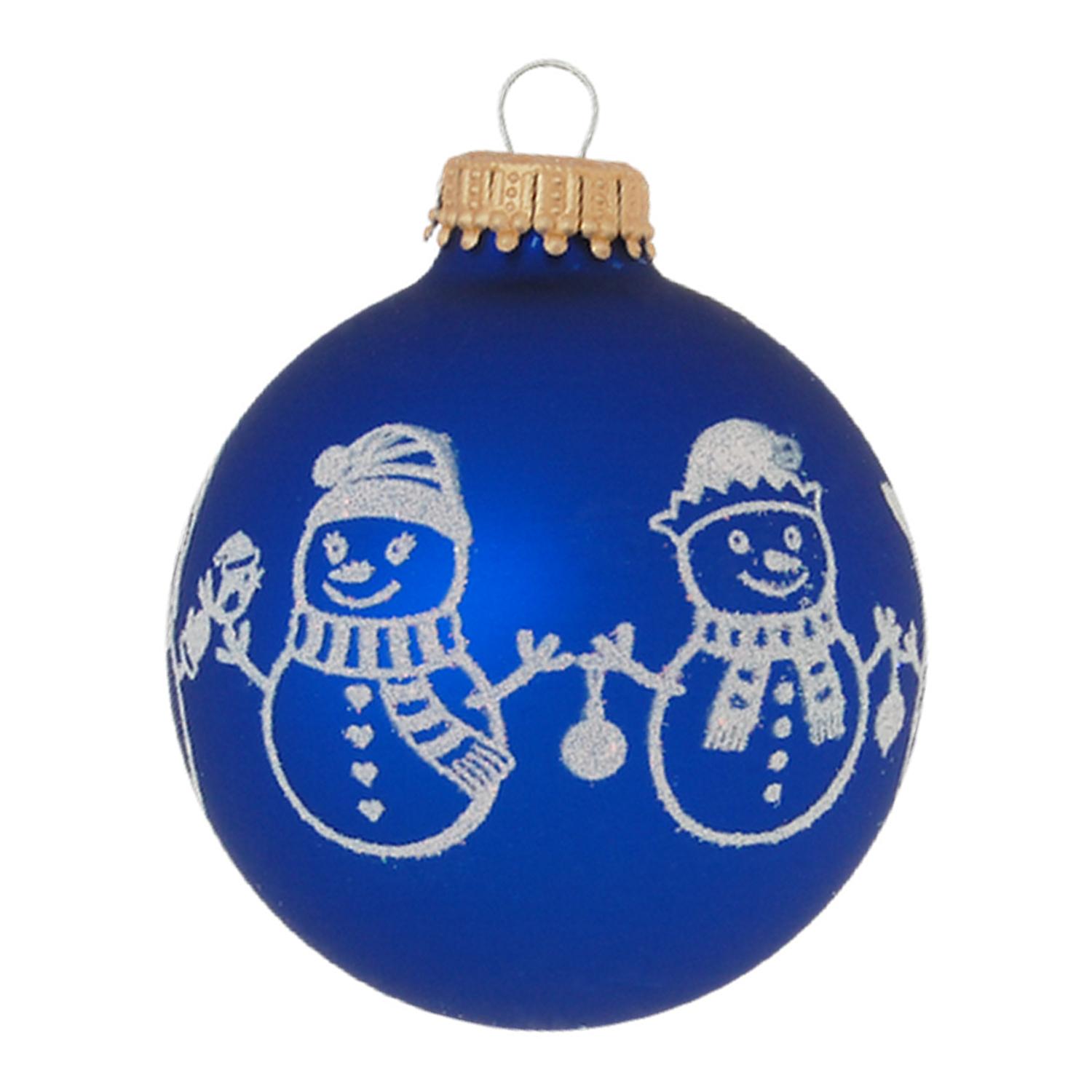 Weihnachtskugeln Lustige Schneem�nner Blau 7cm