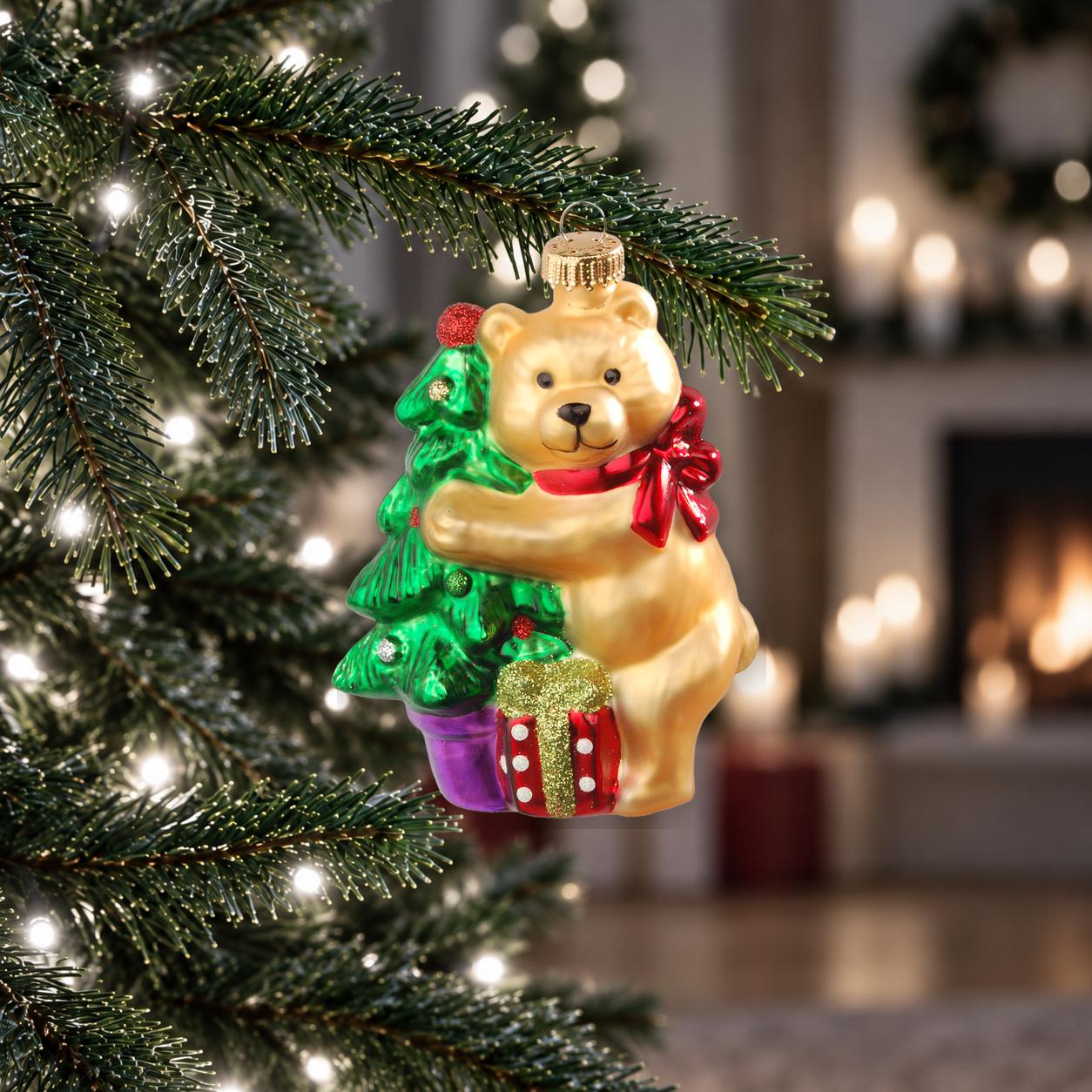 Baumschmuck B�r Teddy mit Geschenkbox Mehrfarbig 11cm