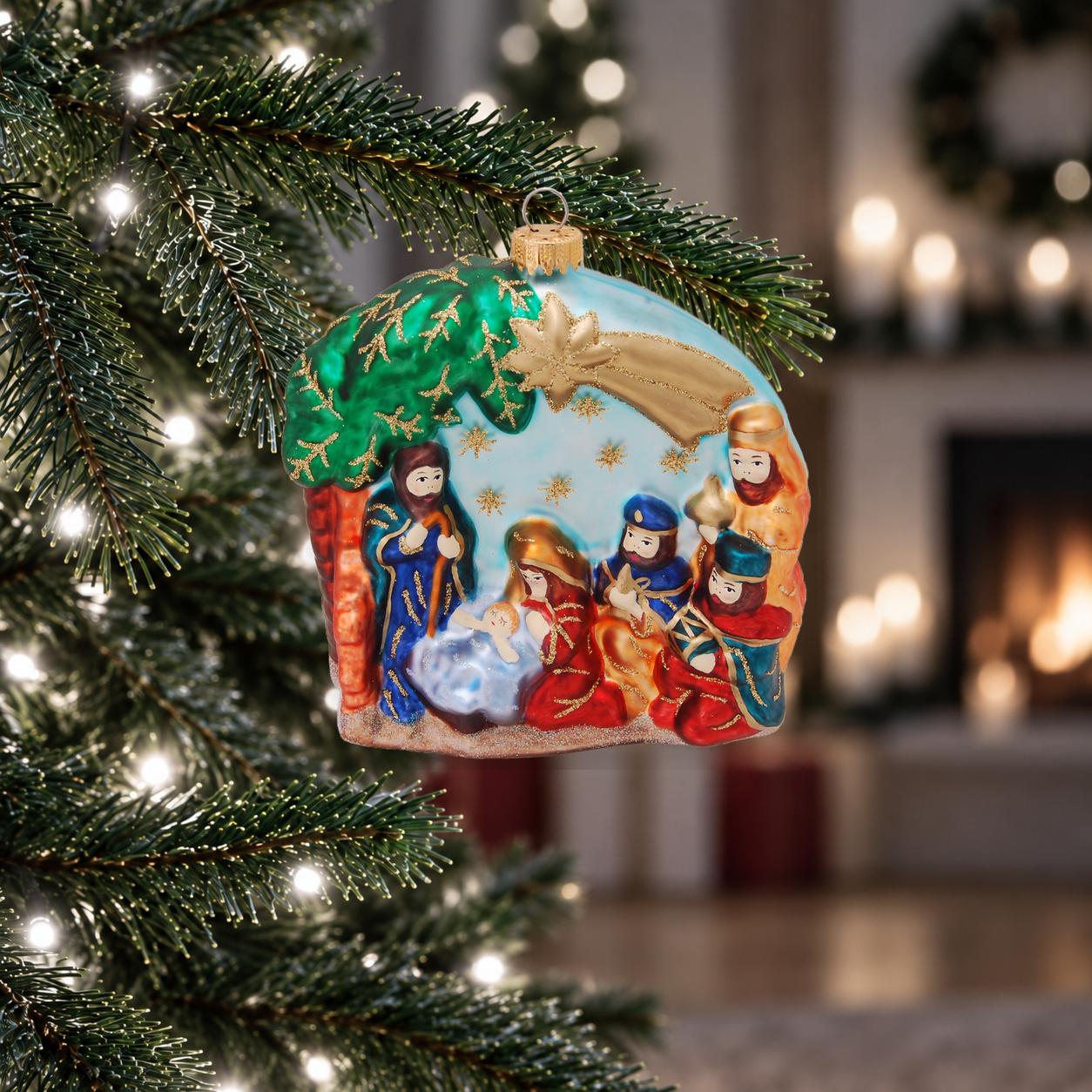 Baumschmuck Weihnachts-Krippe Mehrfarbig 12cm