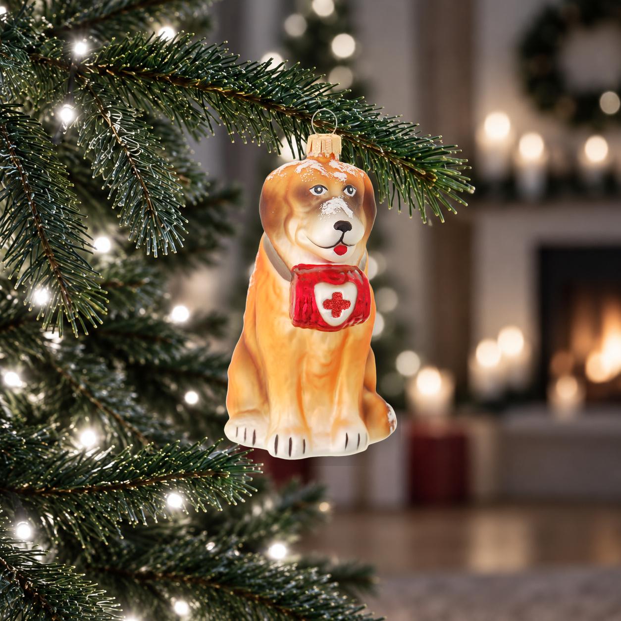 Baumschmuck Bernhardiner Sennenhund Goldfarbig 12cm