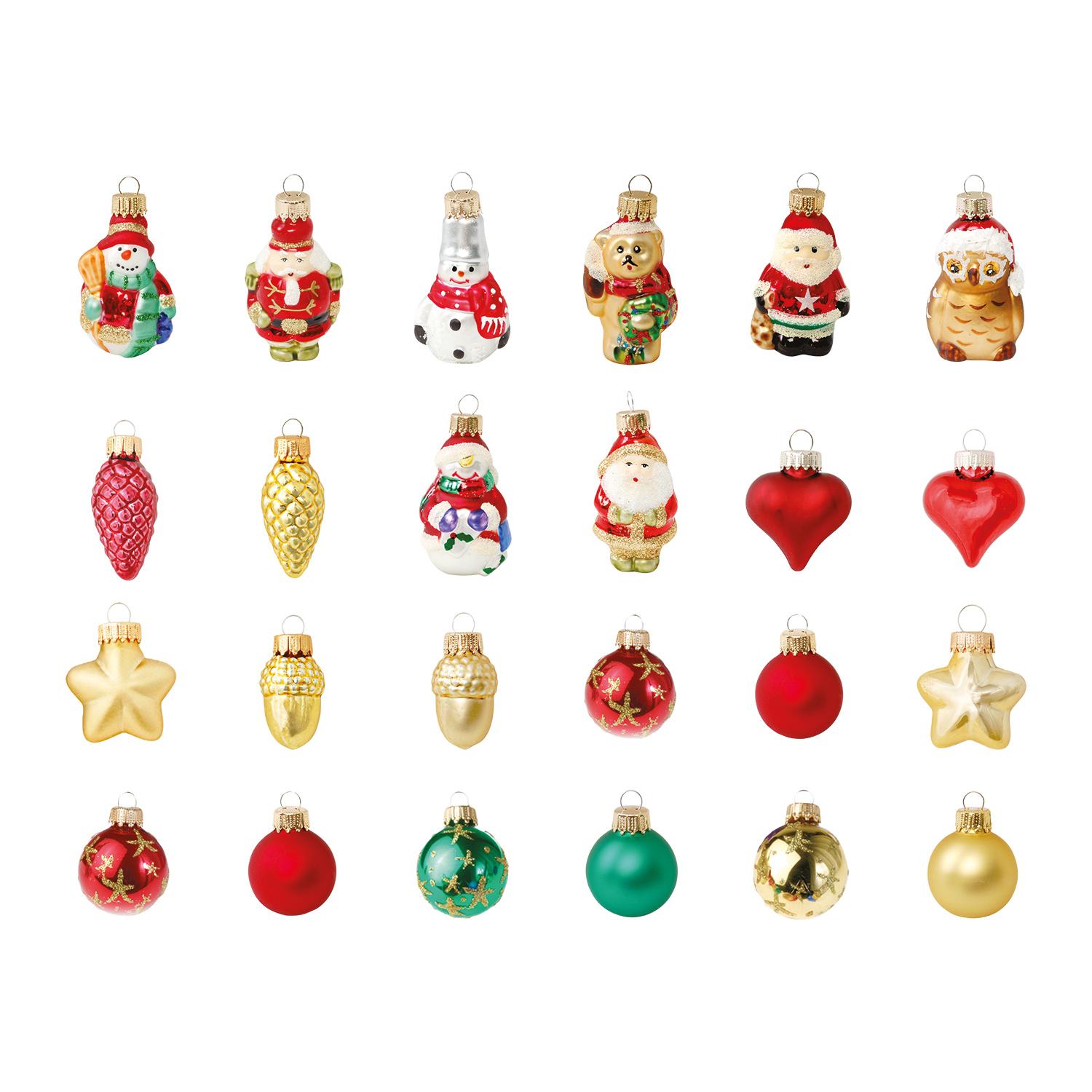 Baumschmuck Adventskalender Haus mit Figuren Mehrfarbig 4cm