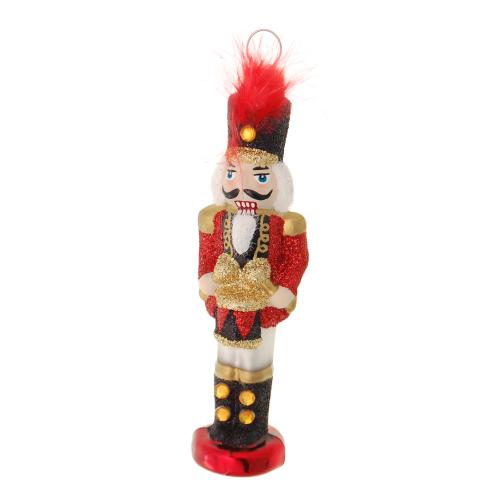 Multicolor 11cm Nussknacker mit Trommel, Glasornament, mundgeblasen und handdekoriert