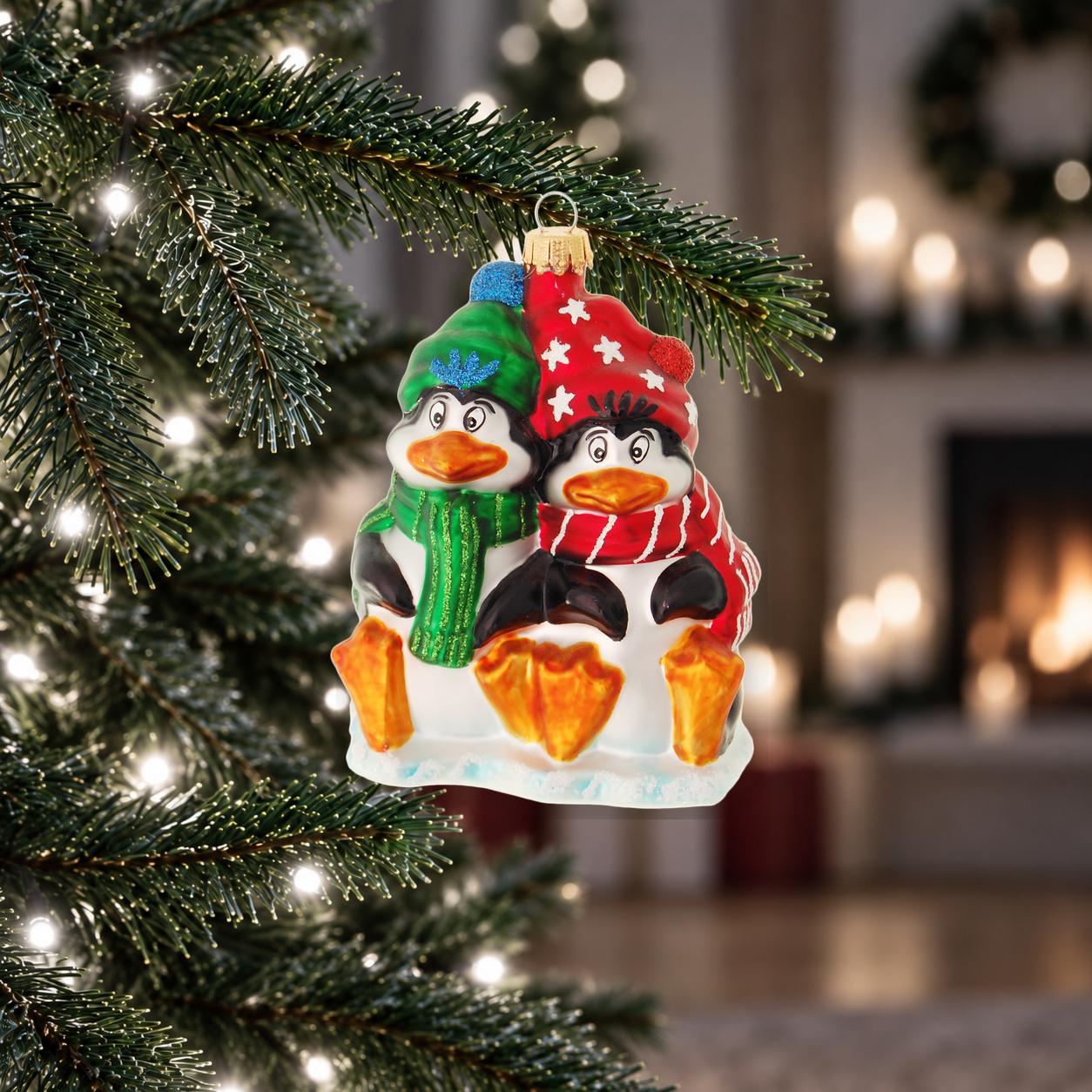 Baumschmuck Frierende Pinguine Mehrfarbig 11cm