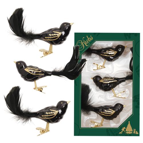 Baumschmuck Waldvgel Schwarz 9cm