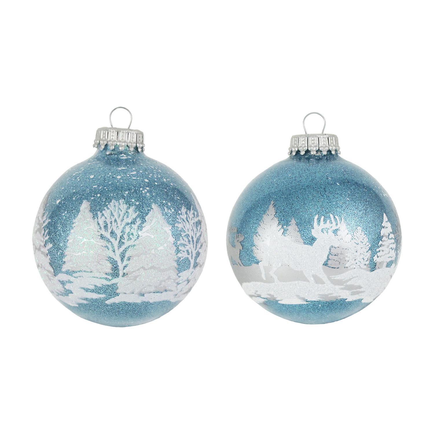 Weihnachtskugeln Winterwald Blau 7cm