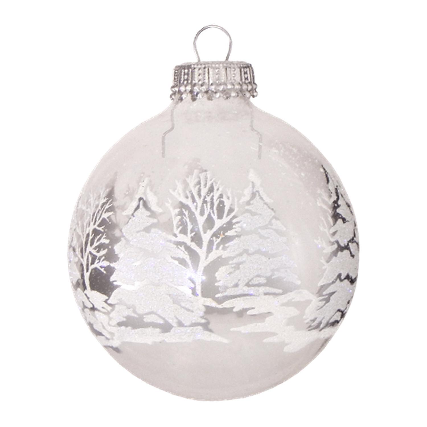 Weihnachtskugeln Winterwald Wei� 7cm
