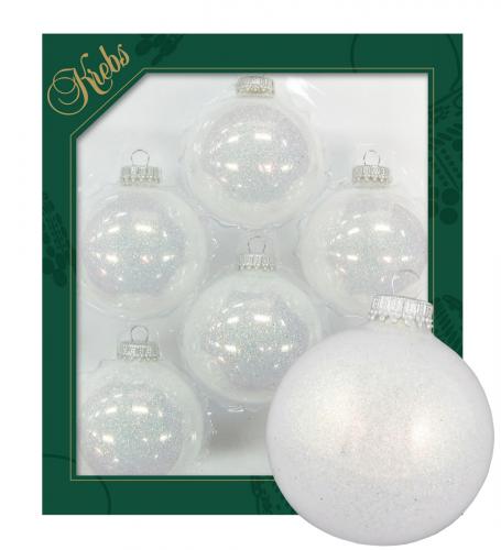 Weihnachtskugeln Uni-Design Glitter Wei� 7cm