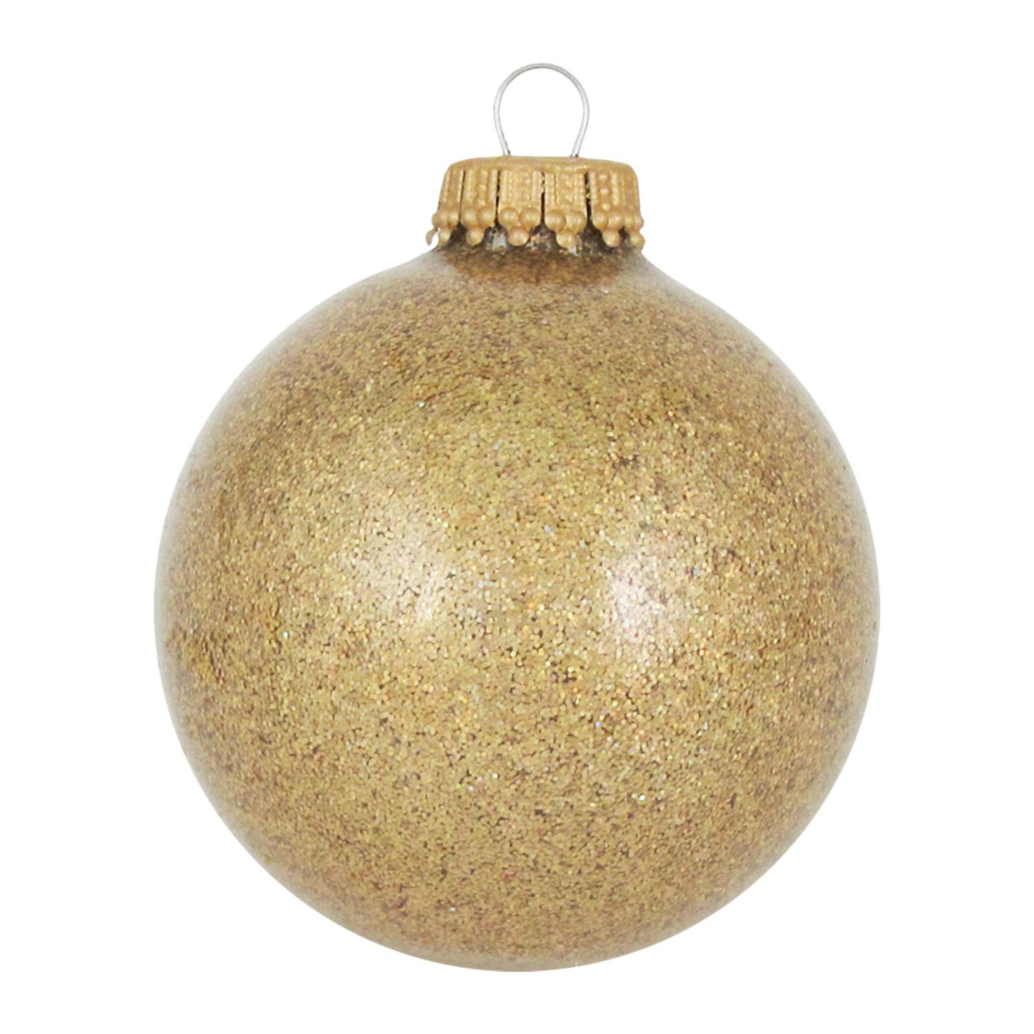 Weihnachtskugeln Uni-Design Glitter Goldfarbig 7cm