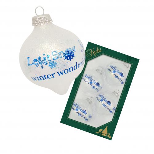 Schneewei Glitterfinish 8cm Glastropfen Banddekor Wintertext (4)