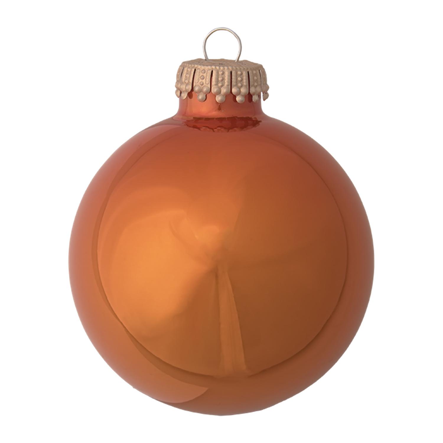 Weihnachtskugeln Uni-Design Glanz Mandarine Orange 7cm