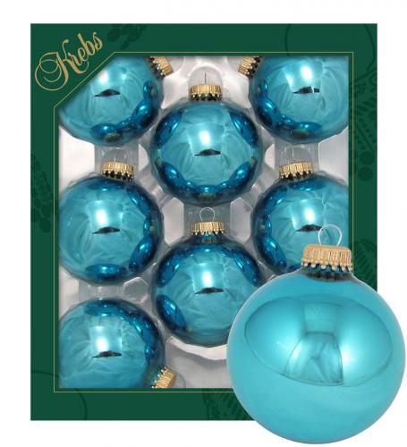 Weihnachtskugeln Uni-Design Glanz T�rkis Blau 7cm