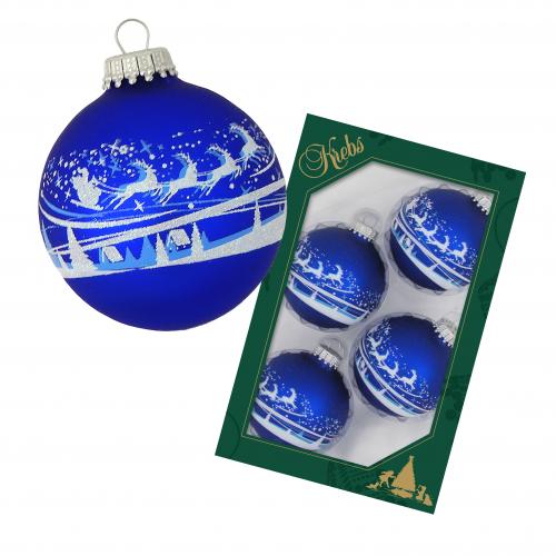 Weihnachtskugeln Winterdorf Ruben Blau 7cm