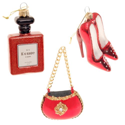 Set „Lady in Red“ (High Heels 9cm, Handtasche 6cm, Parfümflasche 9cm)