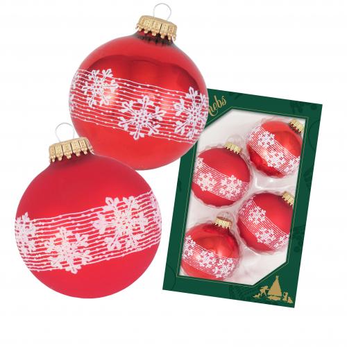 Weihnachtskugeln Schneekristall Ruby Rot 7cm