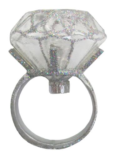 Kristall / Silber 8cm Diamantring, Glasornament, mundgeblasen, handdekoriert (1)