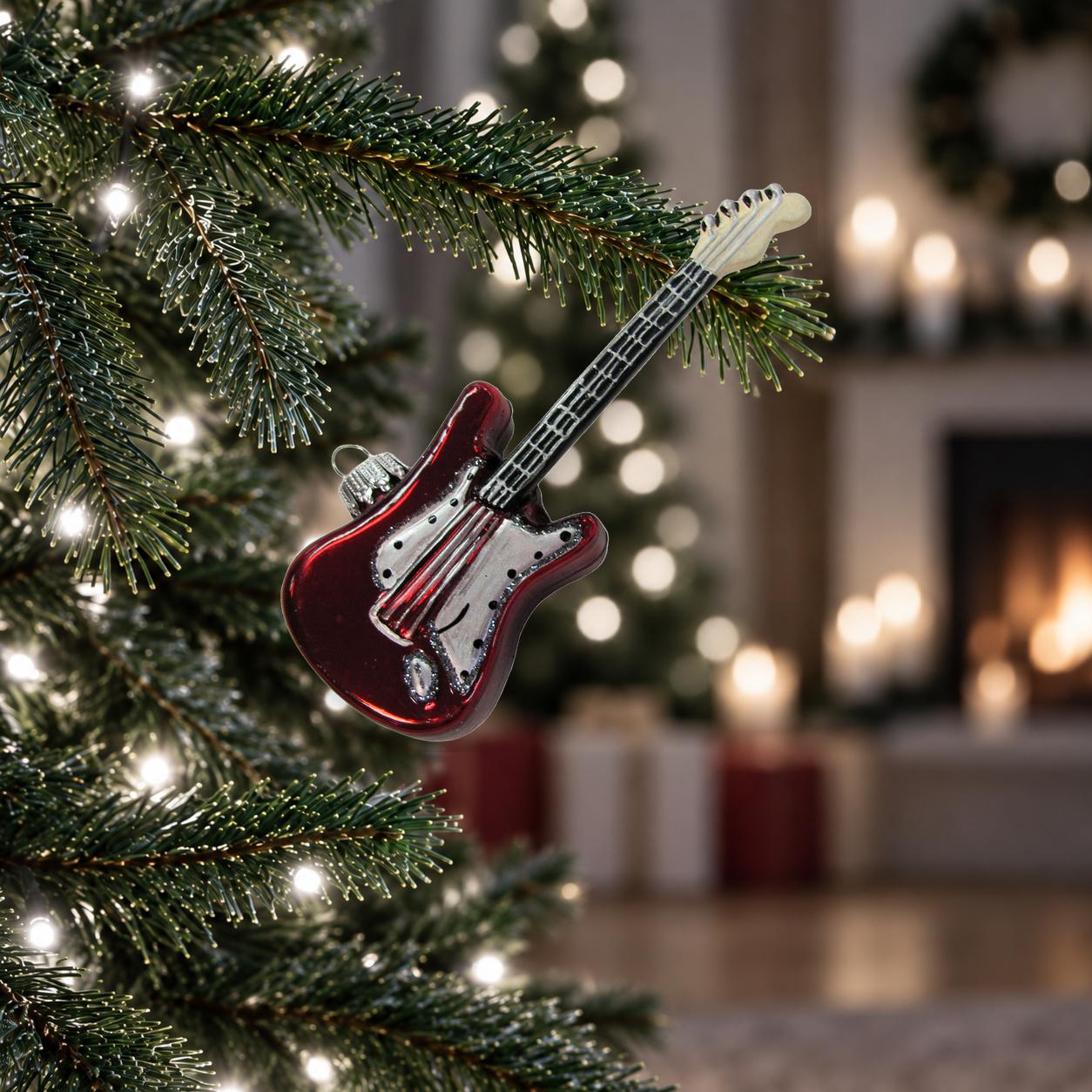 Baumschmuck E-Gitarre Rot 11cm