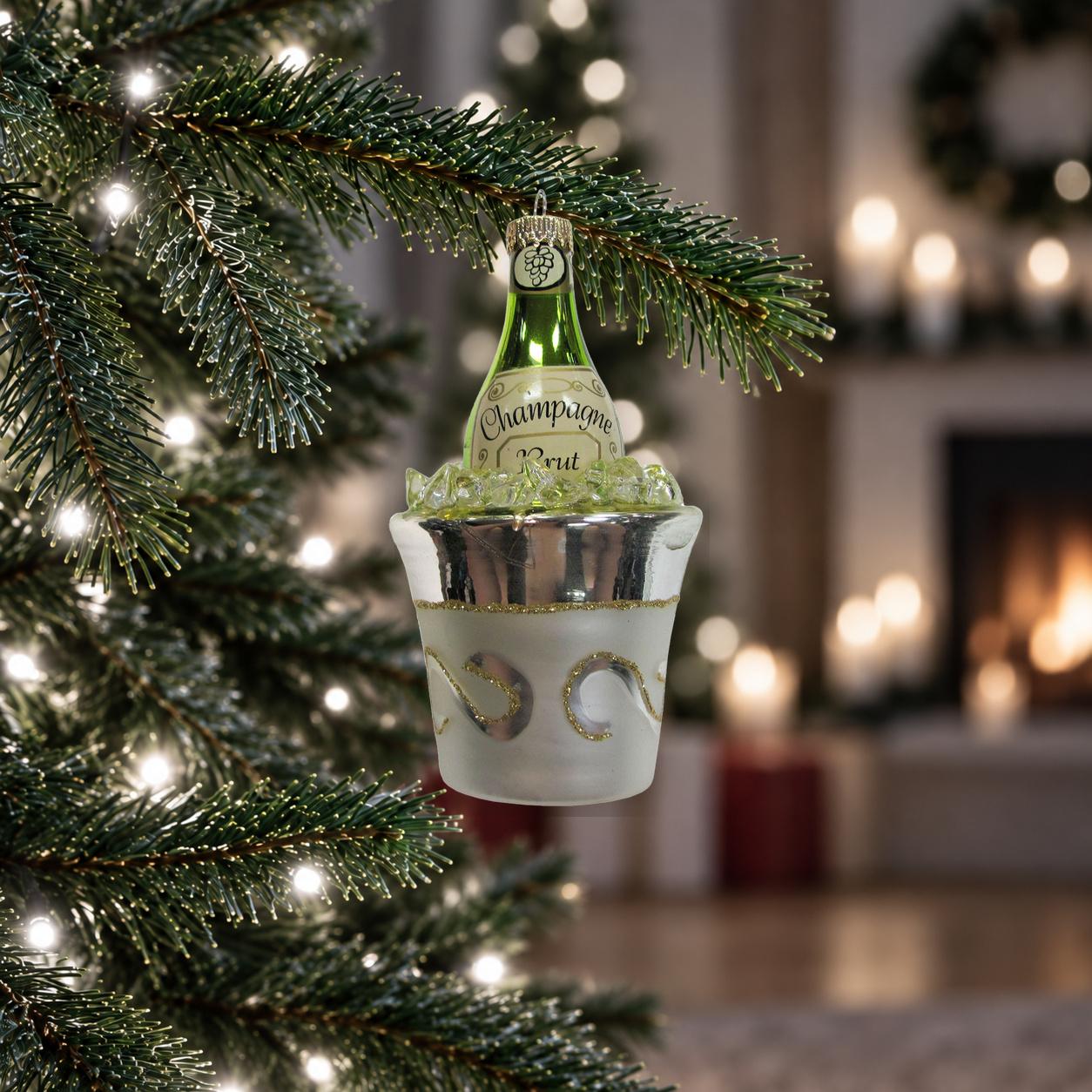 Baumschmuck Champagner mit K�hler Silberfarbig 13cm
