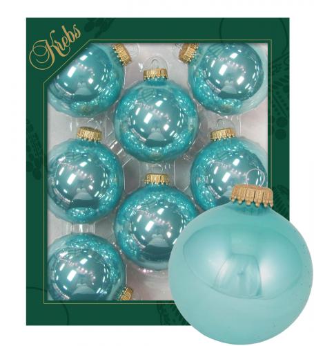 Weihnachtskugeln Uni-Design Glanz Aquamarin Blau 7cm