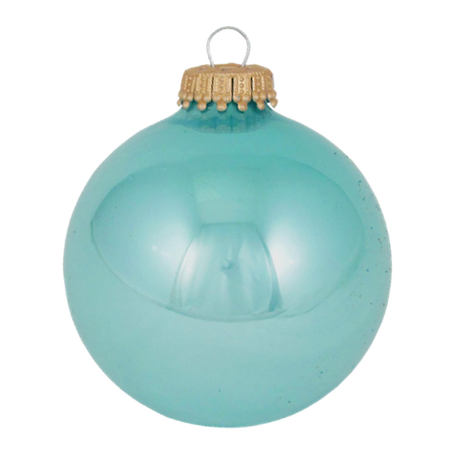 Weihnachtskugeln Uni-Design Glanz Aquamarin Blau 7cm