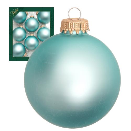 Satin-Aquamarin 7cm Glaskugeln uni