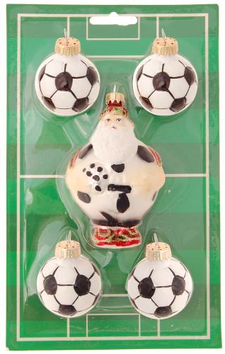 Multicolor, Miniset Fuball-Santa und 4 Fublle, mundgeblasen und handdekoriert (5)