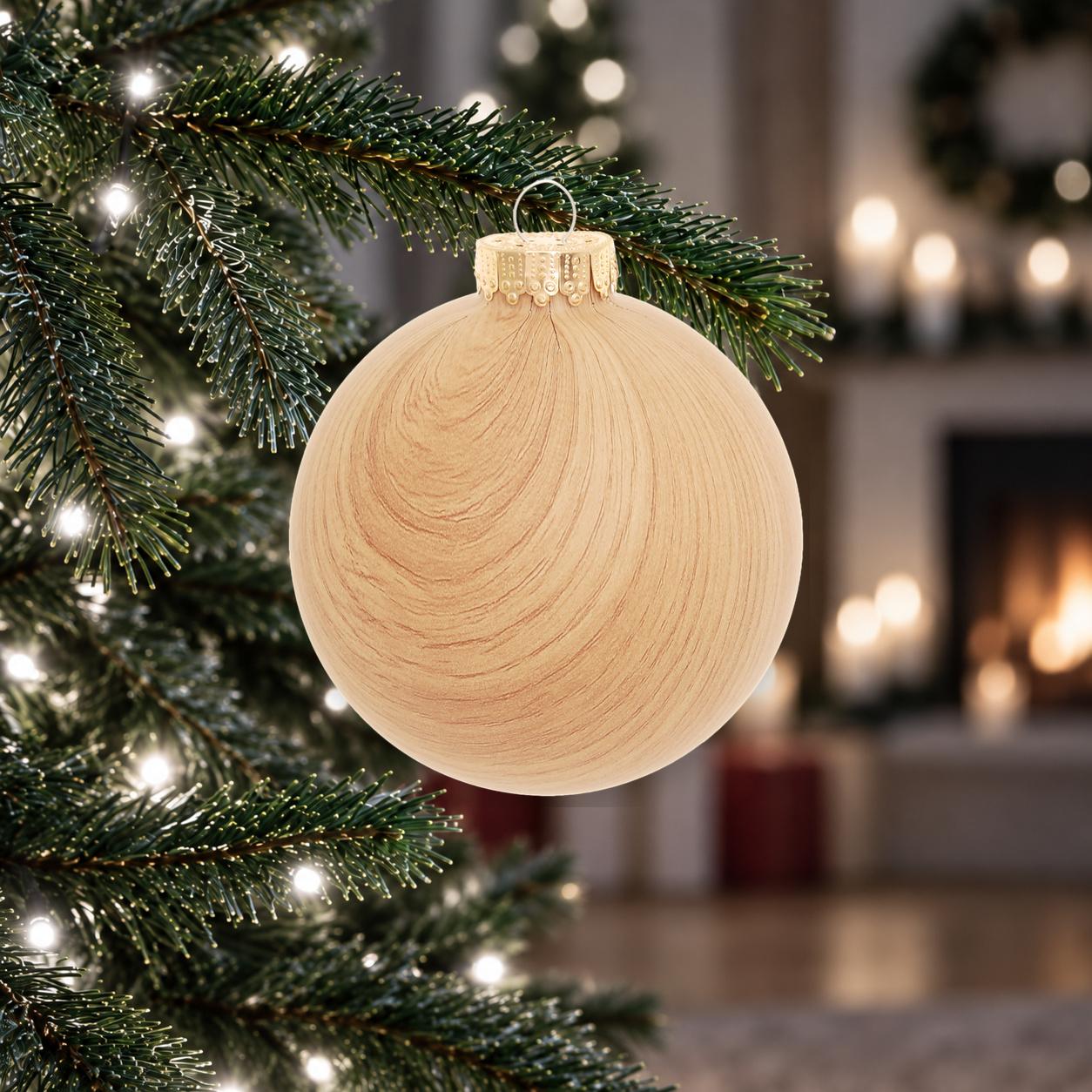 Weihnachtskugel Holzoptik Braun 10cm