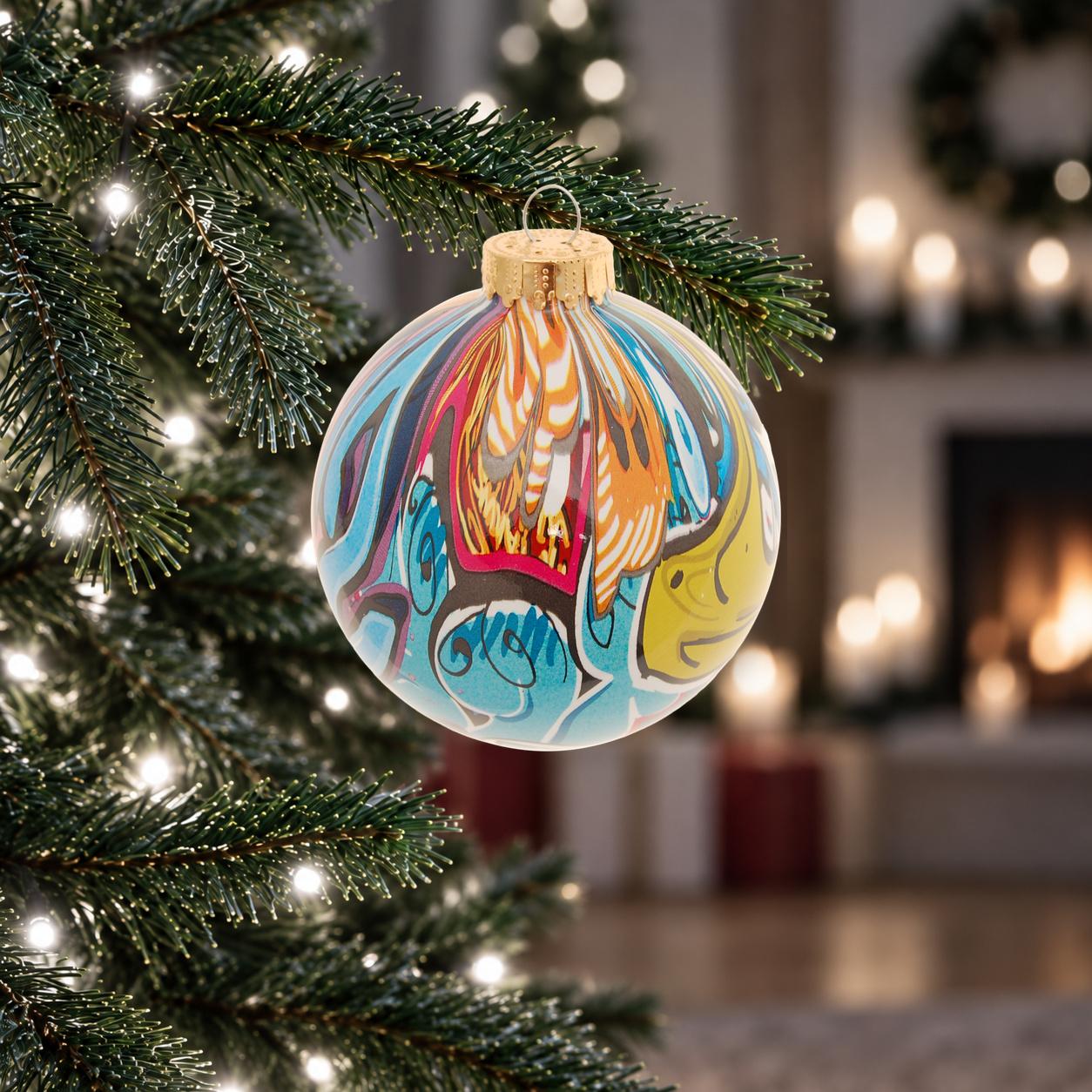 Weihnachtskugel Graffiti Mehrfarbig 10cm