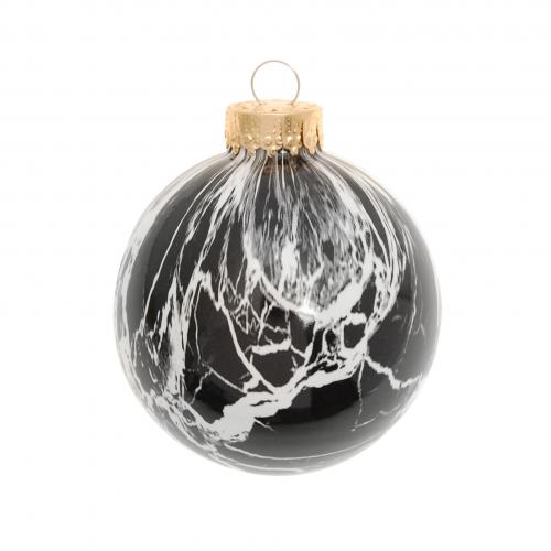Weihnachtskugel Marmor schwarz 8cm