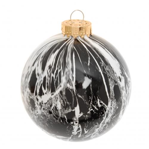 Weihnachtskugel Marmoroptik schwarz 10cm