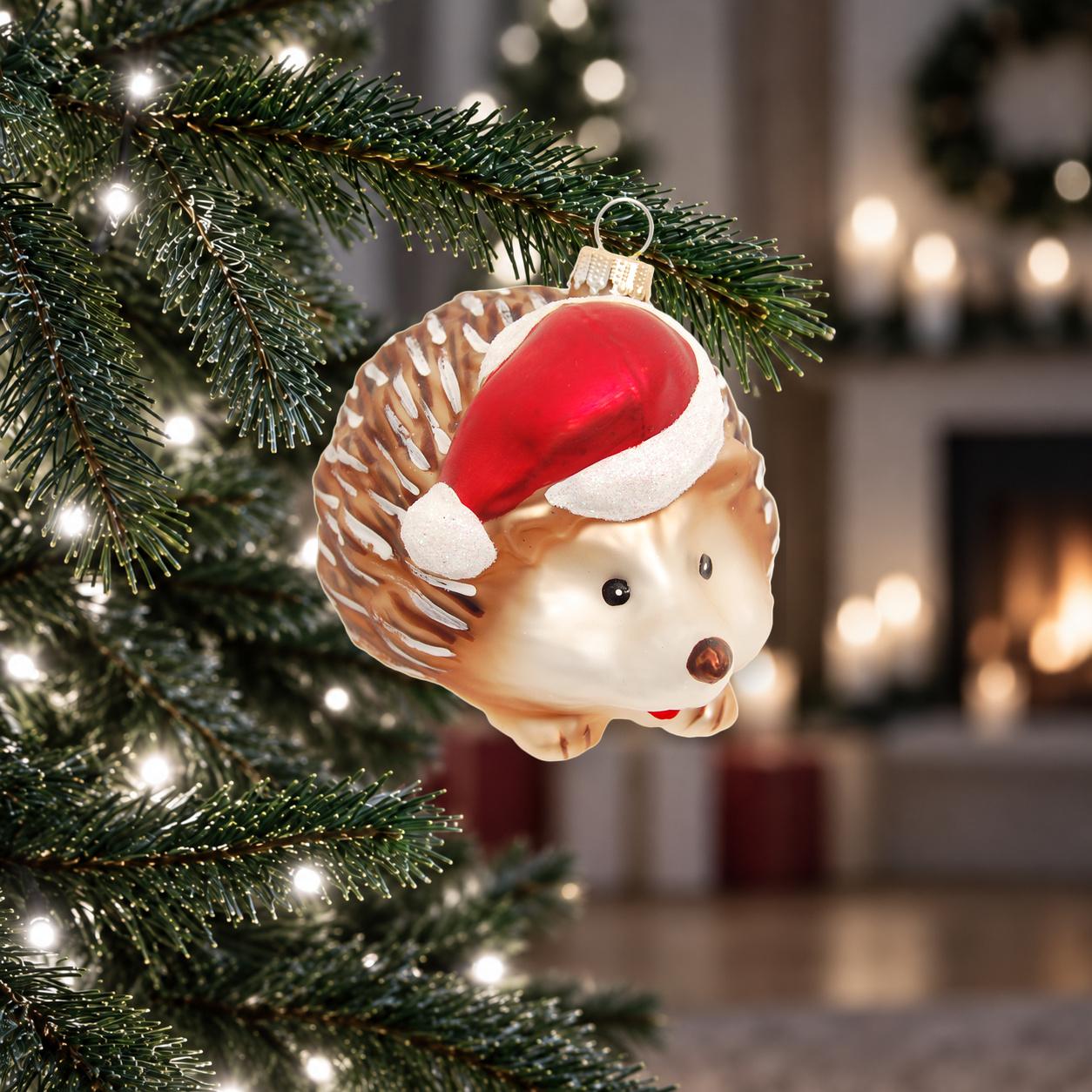 Baumschmuck Igel mit Weihnachtsm�tze Braun 10cm
