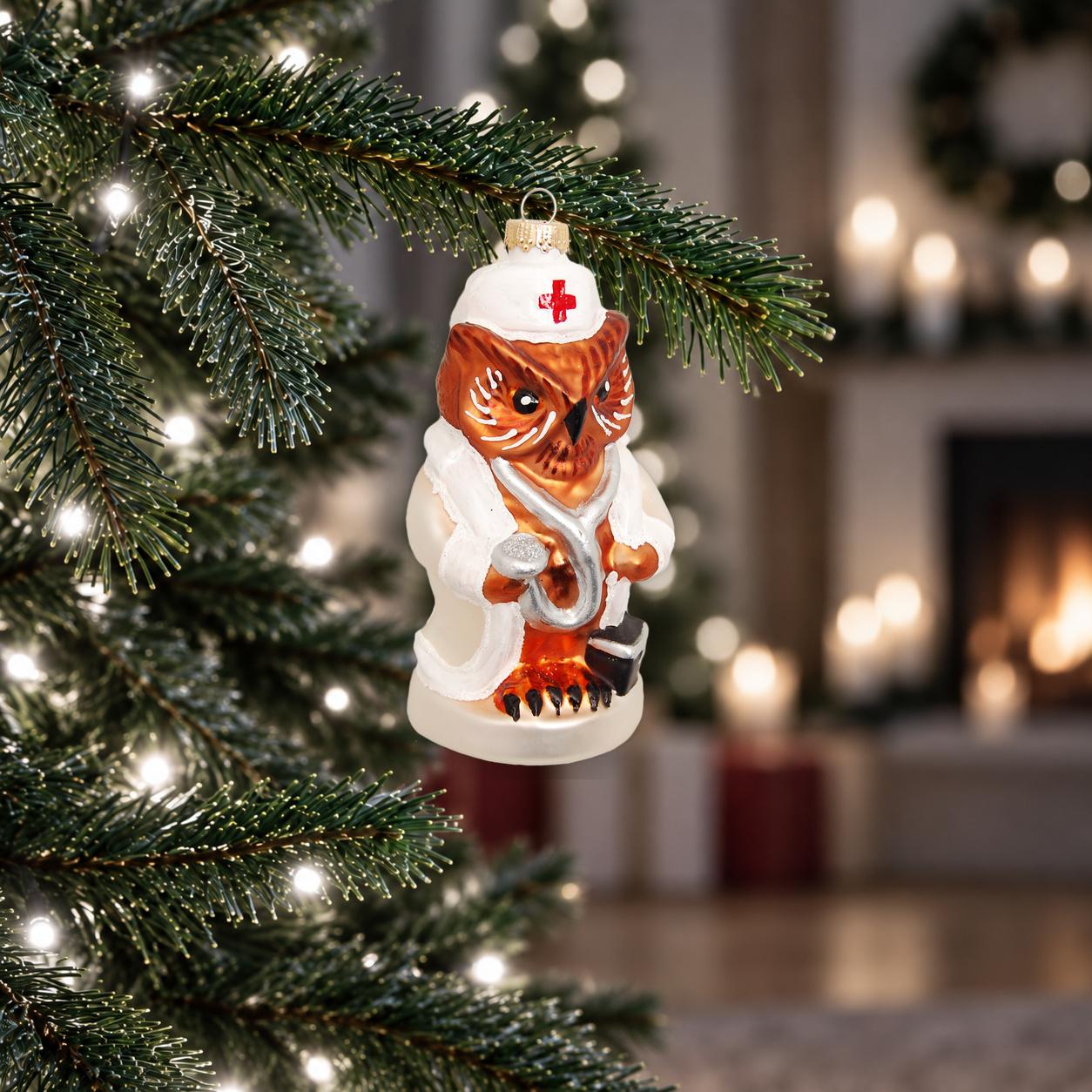 Baumschmuck Eule Krankenschwester Wei� 11cm