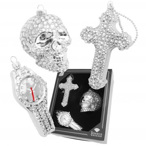 Baumschmuck Sub Culture Strasssteine Silberfarbig 9cm